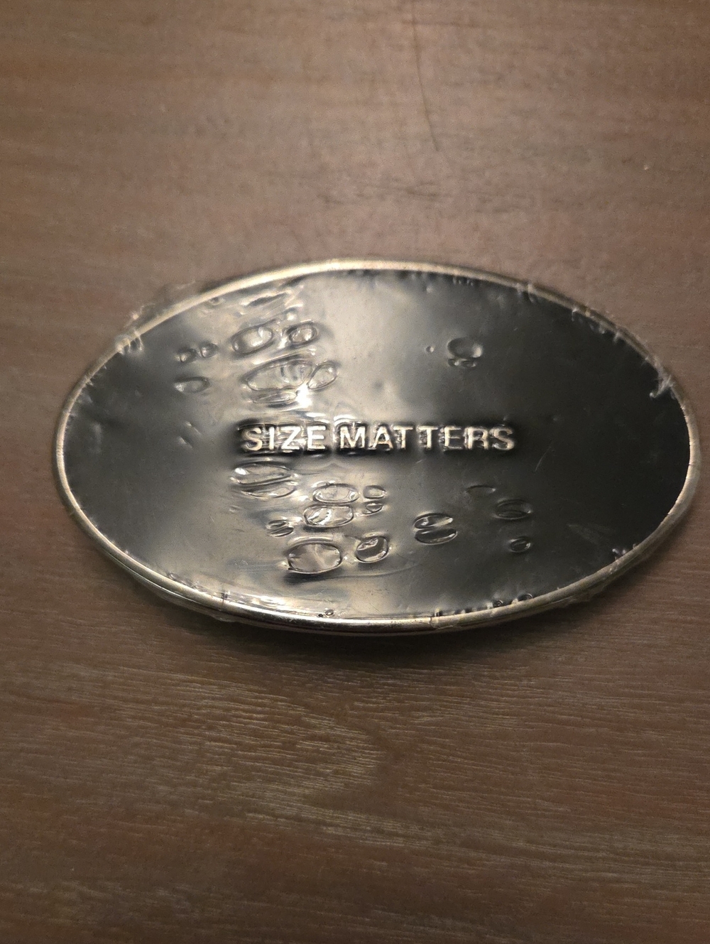 SIZE MATTERS Belt Buckle for 1.75 inch Belt Metal & Enamel 3.75" x 2.25"